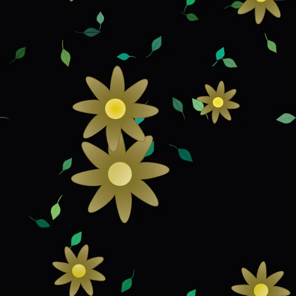 Bunga Abstrak Dengan Daun Pola Mulus Ilustrasi Vektor - Stok Vektor