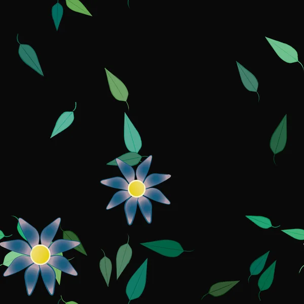 Fleurs Abstraites Avec Des Feuilles Motif Sans Couture Illustration Vectorielle — Image vectorielle