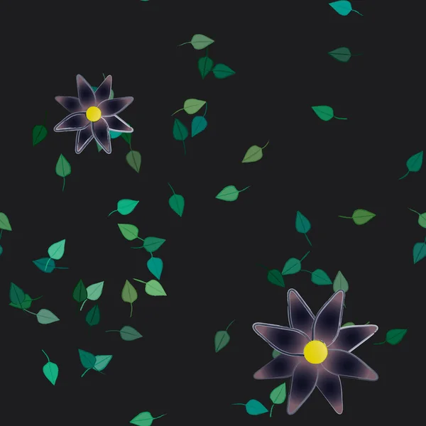 Flores Abstractas Con Hojas Patrón Sin Costura Ilustración Vectorial — Vector de stock