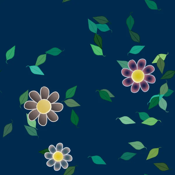 Flores Colores Hojas Fondo — Vector de stock