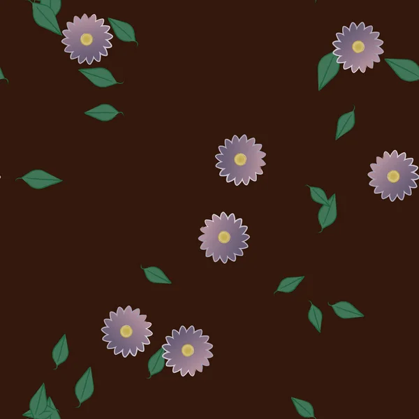 Abstracte Bloemen Met Bladeren Naadloos Patroon Vector Illustratie — Stockvector
