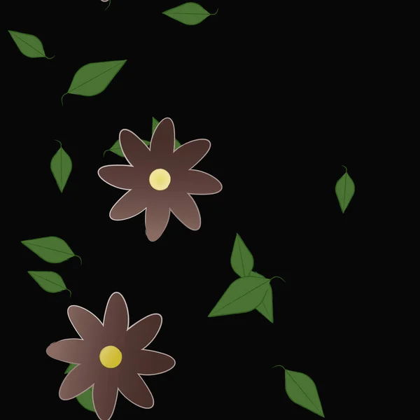 Fleurs Abstraites Avec Des Feuilles Motif Sans Couture Illustration Vectorielle — Image vectorielle