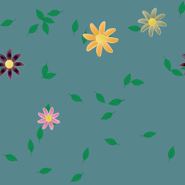 Flores Colores Hojas Fondo — Vector de stock