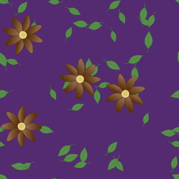 Flores Abstractas Con Hojas Patrón Sin Costura Ilustración Vectorial — Vector de stock