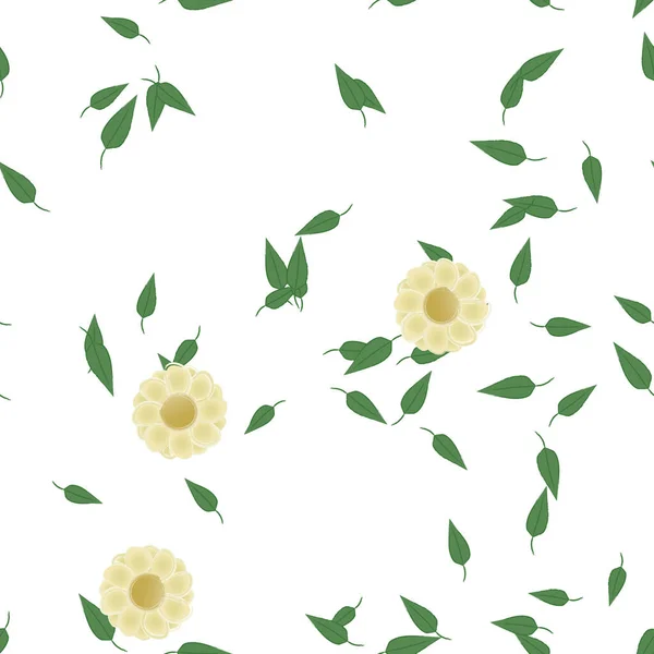 Enkla Blommor Med Gröna Blad Fri Sammansättning Vektor Illustration — Stock vektor