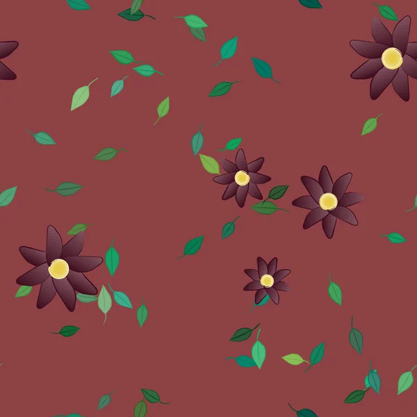 Fleurs Abstraites Avec Des Feuilles Motif Sans Couture Illustration Vectorielle — Image vectorielle