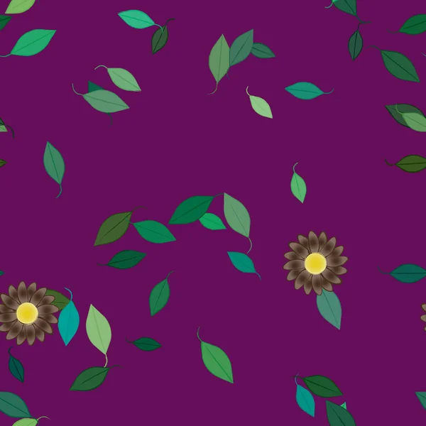 Fleurs Abstraites Avec Des Feuilles Motif Sans Couture Illustration Vectorielle — Image vectorielle