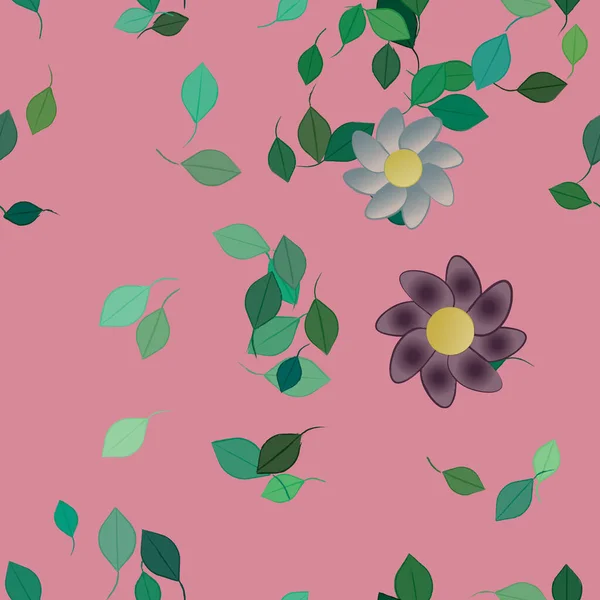 Gratis Compositie Met Eenvoudige Kleurrijke Bloemen Bladeren Voor Behang Vector — Stockvector