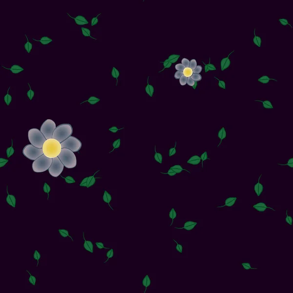 Fiori Astratti Con Foglie Modello Senza Soluzione Continuità Illustrazione Vettoriale — Vettoriale Stock