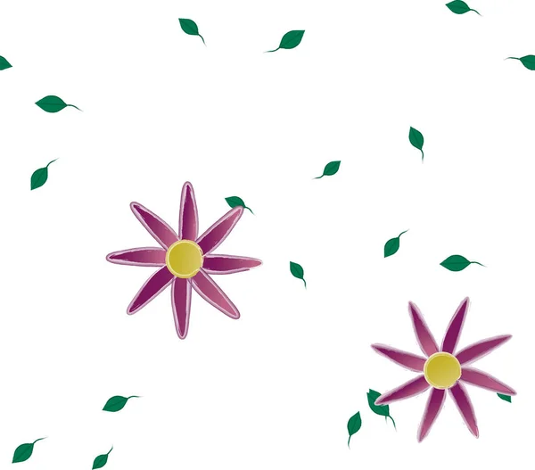 Flores Abstractas Con Hojas Patrón Sin Costura Ilustración Vectorial — Archivo Imágenes Vectoriales