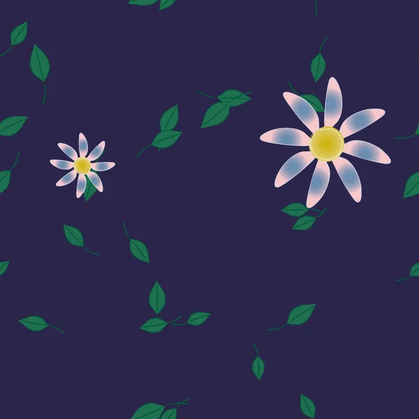 Flores Abstractas Con Hojas Patrón Sin Costura Ilustración Vectorial — Vector de stock