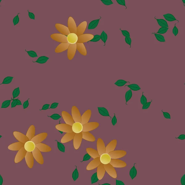 Fleurs Abstraites Avec Des Feuilles Motif Sans Couture Illustration Vectorielle — Image vectorielle