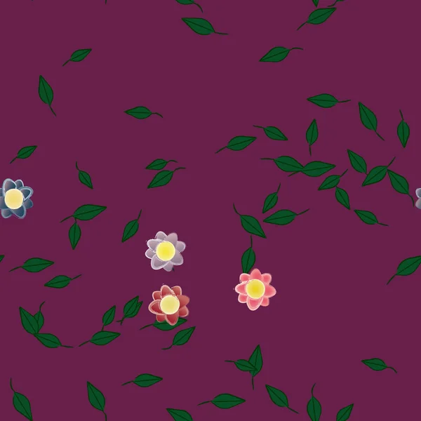 Fleurs Abstraites Avec Des Feuilles Motif Sans Couture Illustration Vectorielle — Image vectorielle