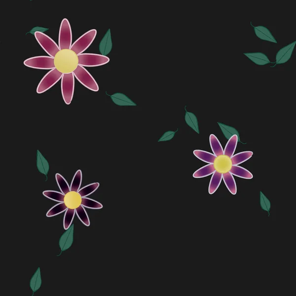 Fleurs Abstraites Avec Des Feuilles Motif Sans Couture Illustration Vectorielle — Image vectorielle