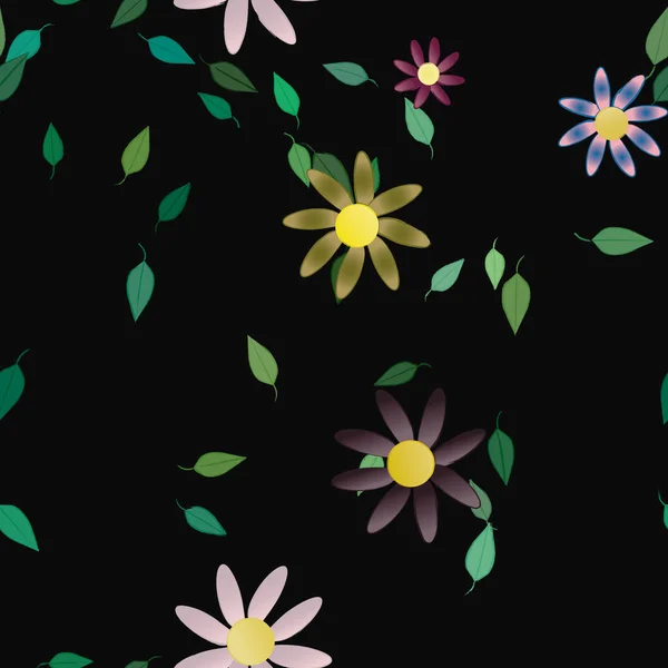Кольорові Квіти Листя Фону — стоковий вектор