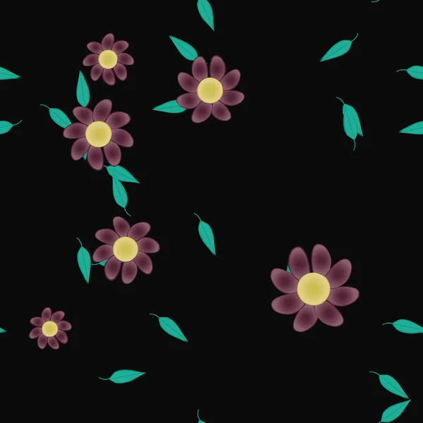 Flores Colores Hojas Fondo — Vector de stock