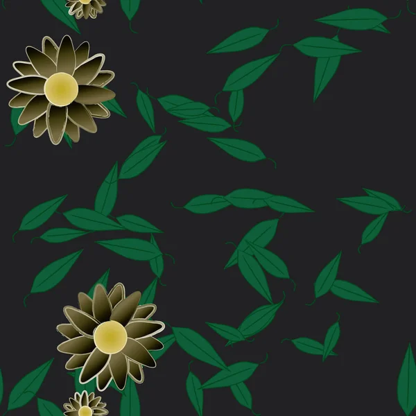 Fleurs Abstraites Avec Des Feuilles Motif Sans Couture Illustration Vectorielle — Image vectorielle