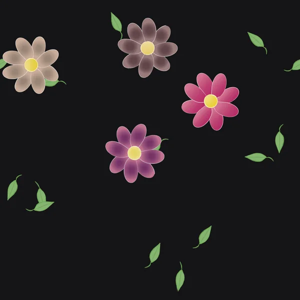 Fleurs Abstraites Avec Des Feuilles Motif Sans Couture Illustration Vectorielle — Image vectorielle