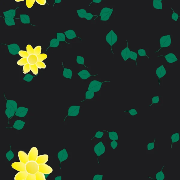 Fleurs Abstraites Avec Des Feuilles Motif Sans Couture Illustration Vectorielle — Image vectorielle