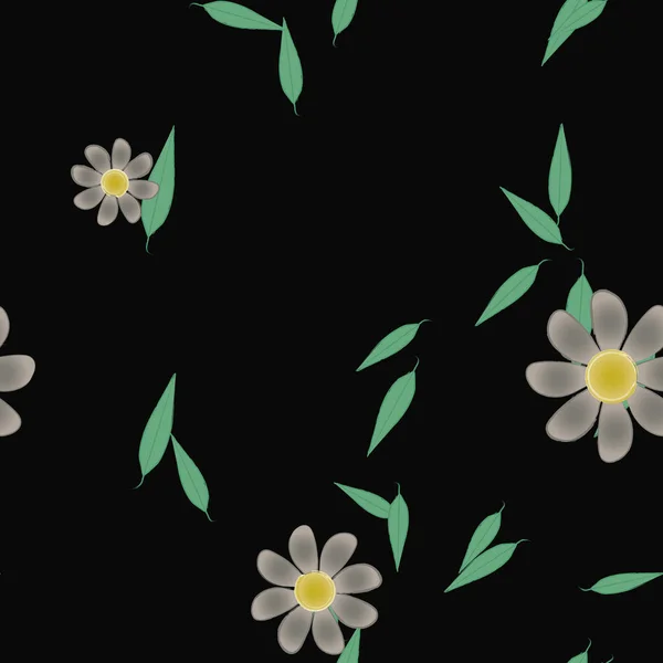 Fleurs Abstraites Avec Des Feuilles Motif Sans Couture Illustration Vectorielle — Image vectorielle