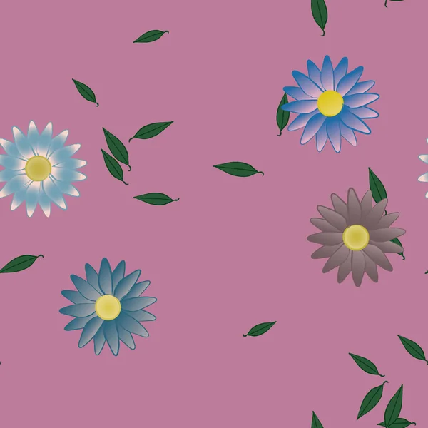 Flores Colores Hojas Fondo — Vector de stock