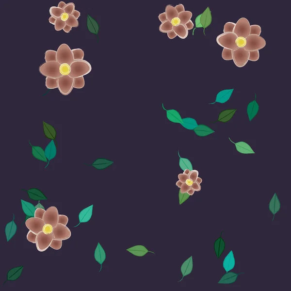 Fleurs Abstraites Avec Des Feuilles Motif Sans Couture Illustration Vectorielle — Image vectorielle