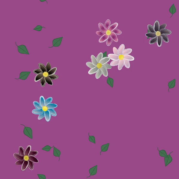 Flores Colores Hojas Fondo — Vector de stock