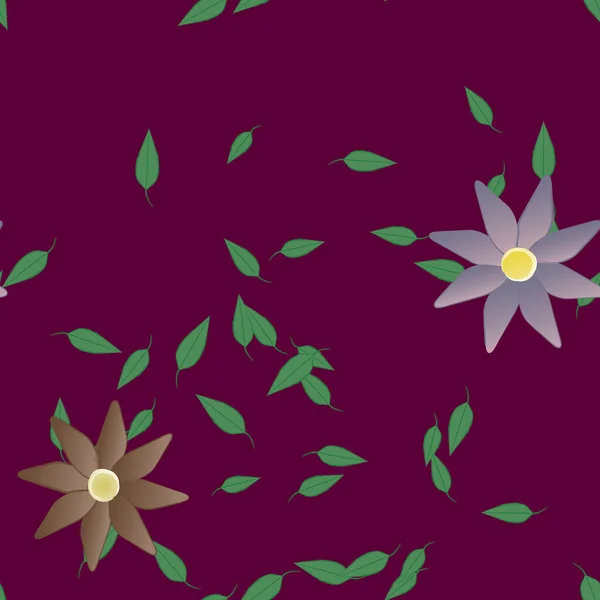 Fleurs Simples Avec Des Feuilles Vertes Composition Libre Illustration Vectorielle — Image vectorielle