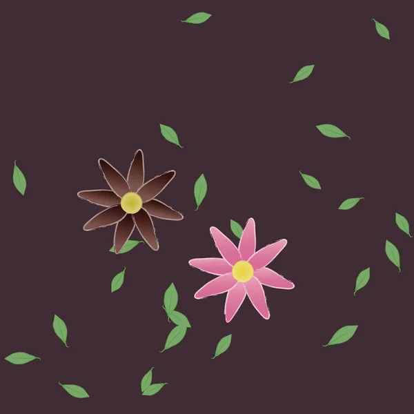 Flores Abstractas Con Hojas Patrón Sin Costura Ilustración Vectorial — Vector de stock