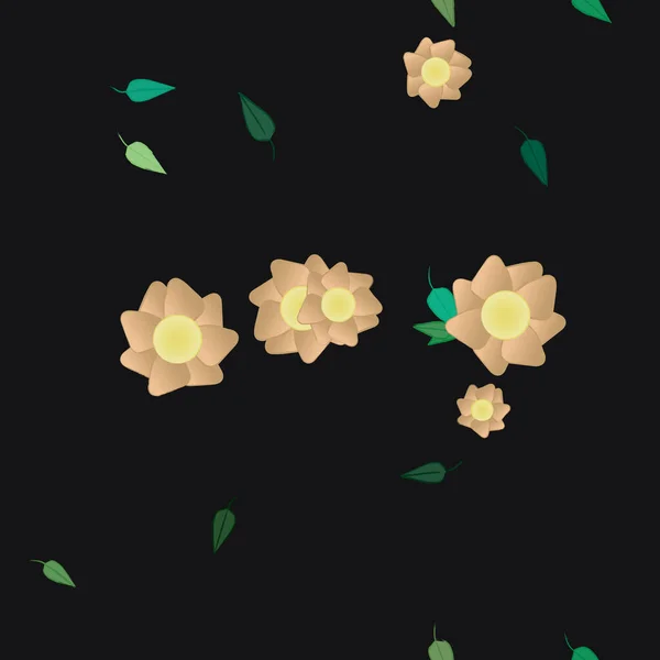 Flores Abstractas Con Hojas Patrón Sin Costura Ilustración Vectorial — Vector de stock