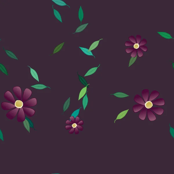 Fleurs Abstraites Avec Des Feuilles Motif Sans Couture Illustration Vectorielle — Image vectorielle