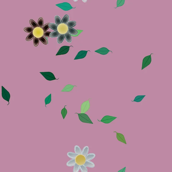 Fleurs Abstraites Avec Des Feuilles Motif Sans Couture Illustration Vectorielle — Image vectorielle