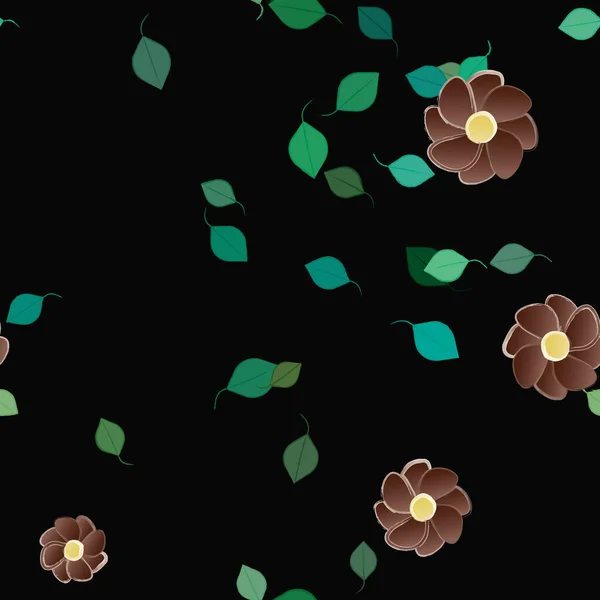 Abstraktní Květiny Listy Bezešvé Vzor Vektorové Ilustrace — Stockový vektor