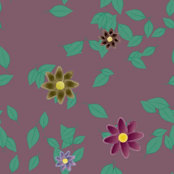 Flores Colores Hojas Fondo — Vector de stock