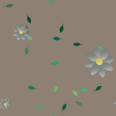 basit renkli çiçekler ve duvar kağıdı yaprakları ile serbest kompozisyon, vektör illüstrasyonu