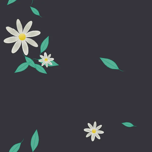 Composição Livre Com Flores Coloridas Simples Folhas Para Papel Parede — Vetor de Stock