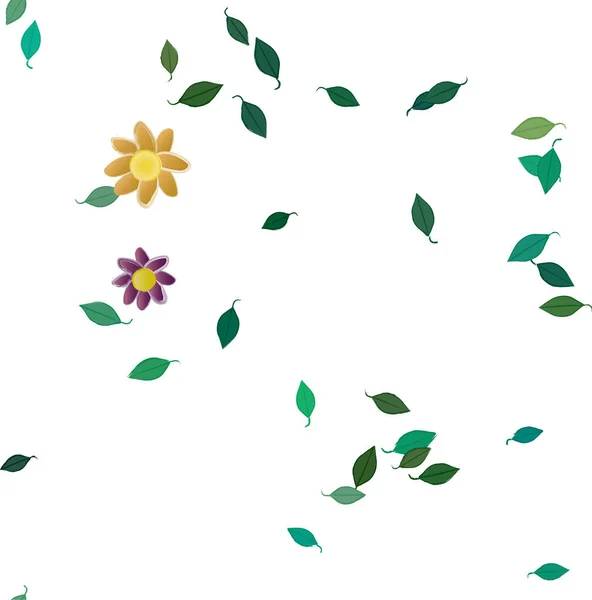 壁紙のためのシンプルなカラフルな花や葉と無料の組成物 ベクトルイラスト — ストックベクタ