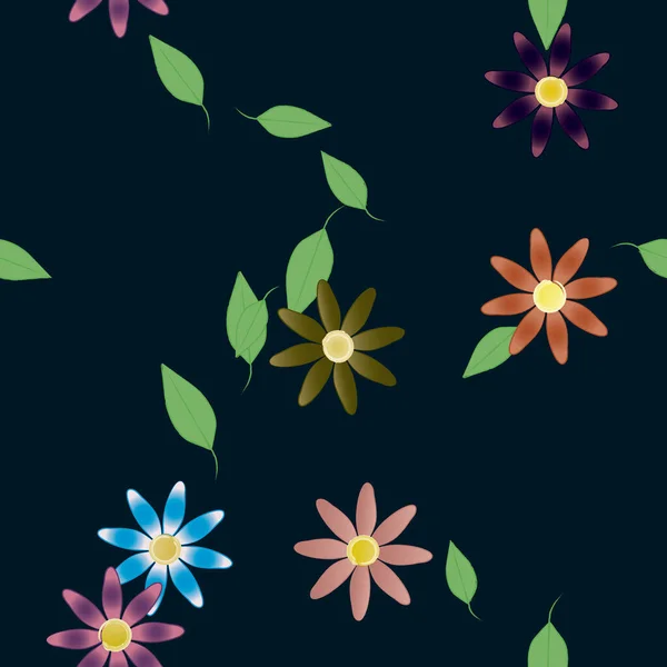 Composição Livre Com Flores Coloridas Simples Folhas Para Papel Parede — Vetor de Stock