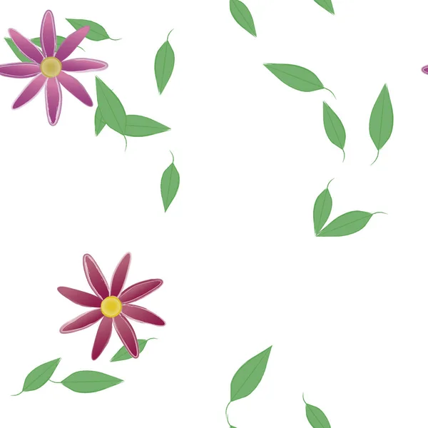 Composição Livre Com Flores Coloridas Simples Folhas Para Papel Parede — Vetor de Stock