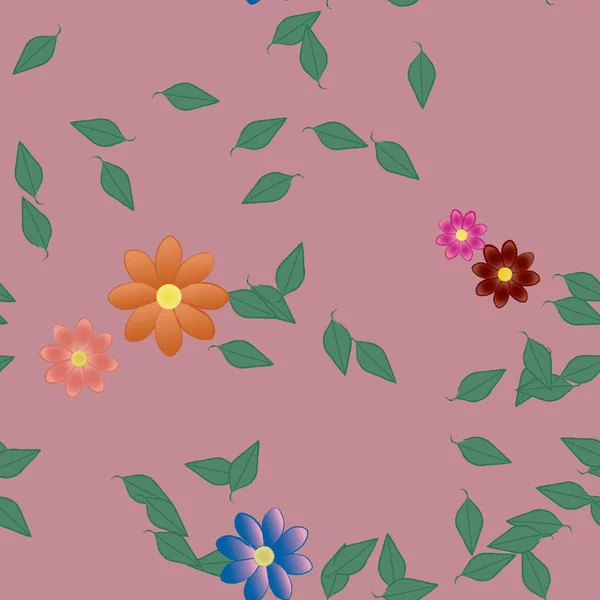 Wolny Kompozycja Prosty Kolorowy Kwiaty Liście Dla Tapety Wektor Ilustracja — Wektor stockowy