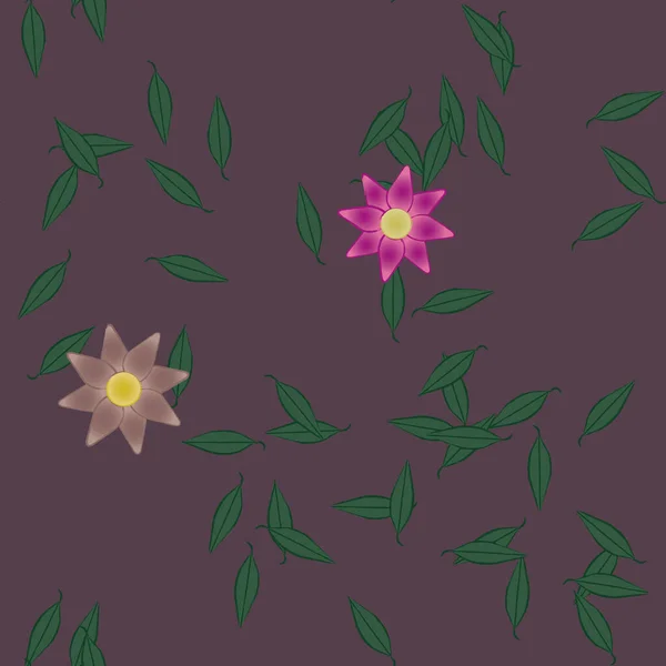 Gratis Compositie Met Eenvoudige Kleurrijke Bloemen Bladeren Voor Behang Vector — Stockvector