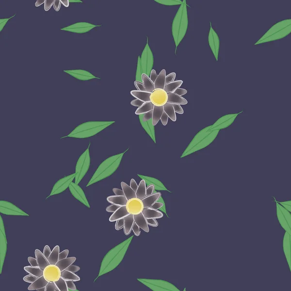 Flores Simples Con Hojas Verdes Composición Libre Ilustración Vectorial — Archivo Imágenes Vectoriales