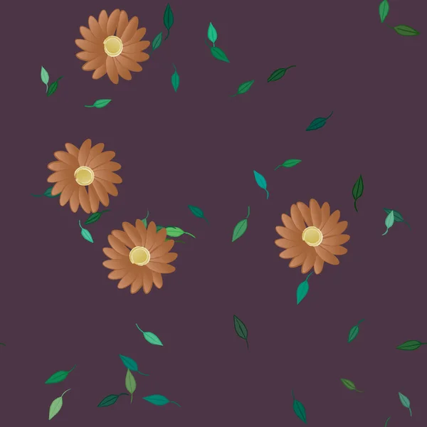 Composición Libre Con Flores Colores Simples Hojas Verdes Para Papel — Archivo Imágenes Vectoriales