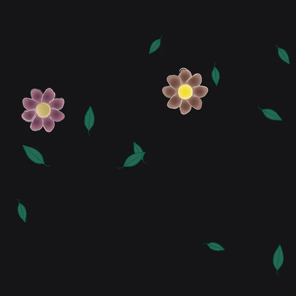 Composição Livre Com Flores Coloridas Simples Folhas Para Papel Parede — Vetor de Stock