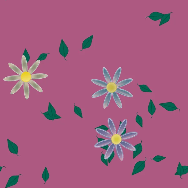 Composición Libre Con Flores Colores Simples Hojas Para Papel Pintado — Vector de stock