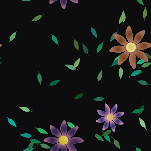 Ελεύθερη Σύνθεση Απλά Πολύχρωμα Λουλούδια Και Φύλλα Για Ταπετσαρία Διανυσματική — Διανυσματικό Αρχείο