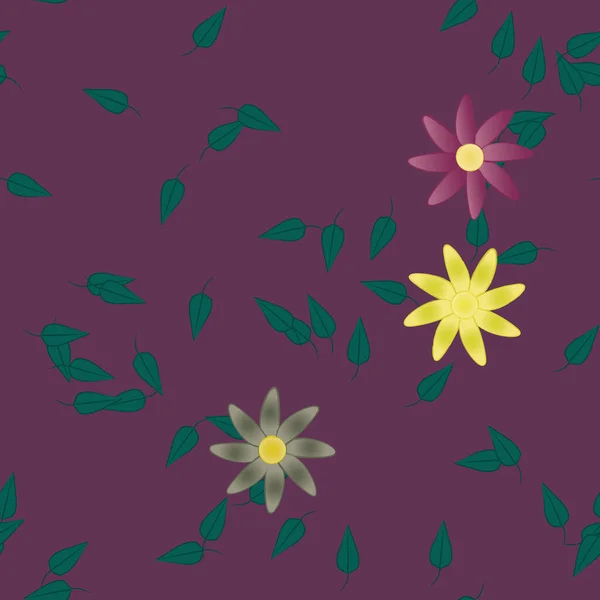 Composición Libre Con Flores Colores Simples Hojas Para Papel Pintado — Vector de stock