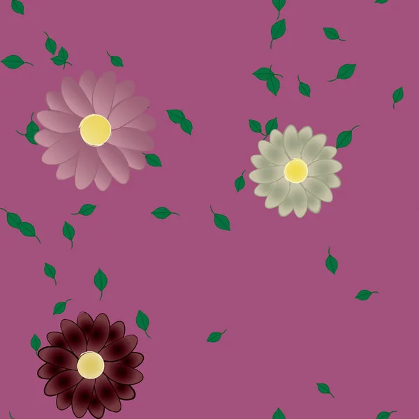 Freie Komposition Mit Einfachen Bunten Blumen Und Blättern Für Tapeten — Stockvektor
