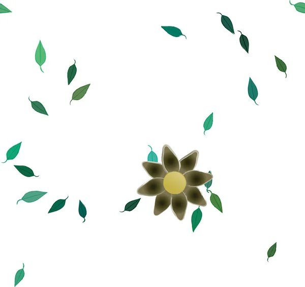 Fleurs Simples Avec Des Feuilles Vertes Composition Libre Illustration Vectorielle — Image vectorielle