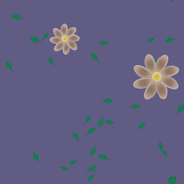 Fleurs Simples Avec Des Feuilles Vertes Composition Libre Illustration Vectorielle — Image vectorielle